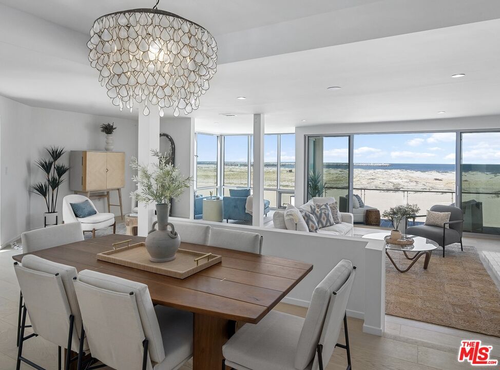 Chandelier, Dining room, Interior, Living room, Recessed Lighting, Water, Wood Texture Flooring