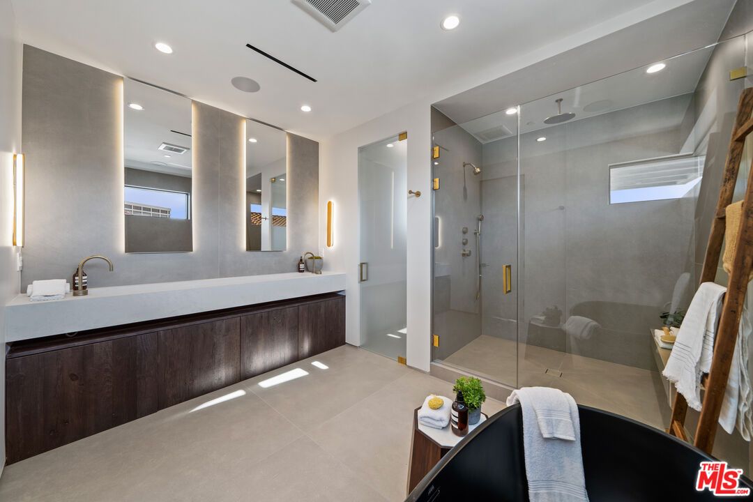 Bathroom, Glass Shower, Interior, Recessed Lighting