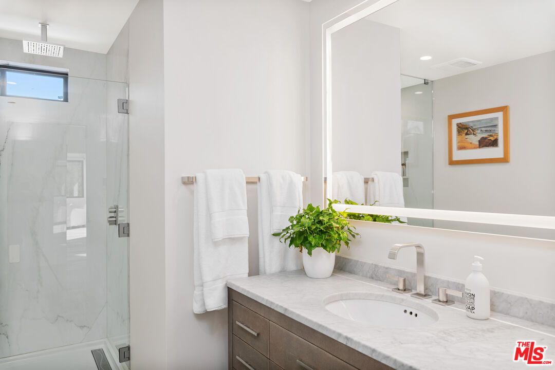 Bathroom, Glass Shower, Interior, Marble Walls, Recessed Lighting