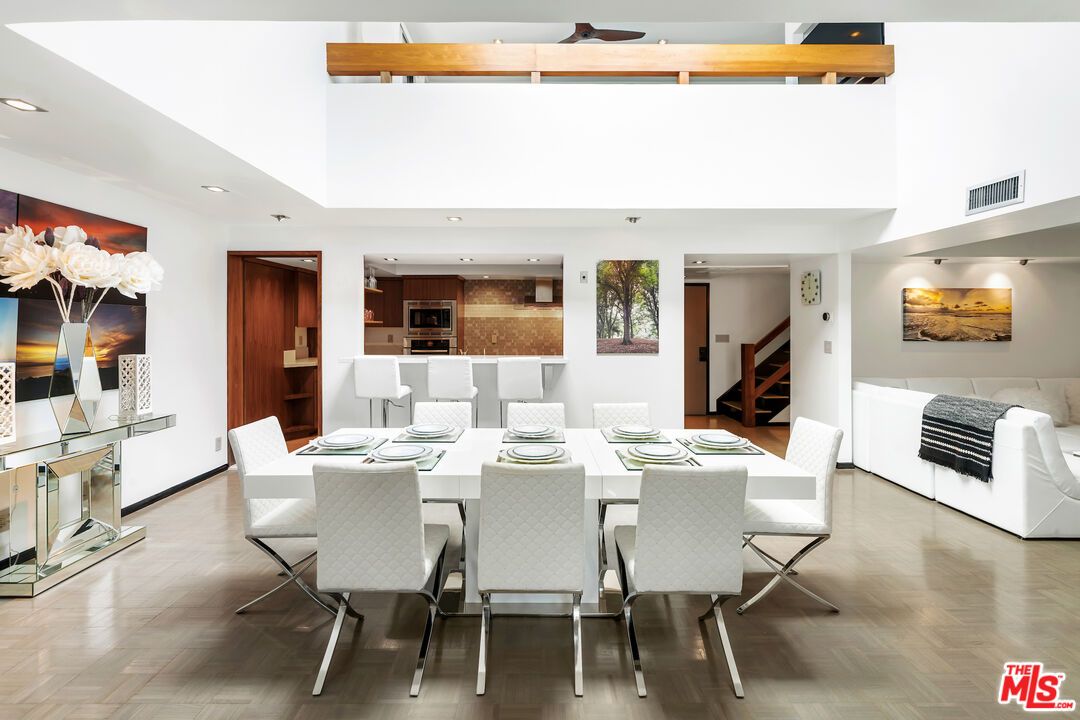 Dining room, Interior, Recessed Lighting, Wood Texture Flooring