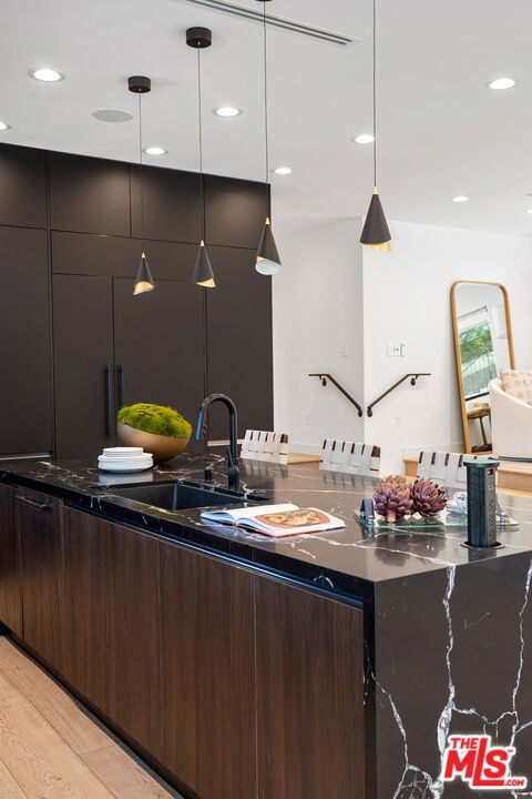 Interior, Kitchen, Pendant Lights, Recessed Lighting, Wood Texture Flooring