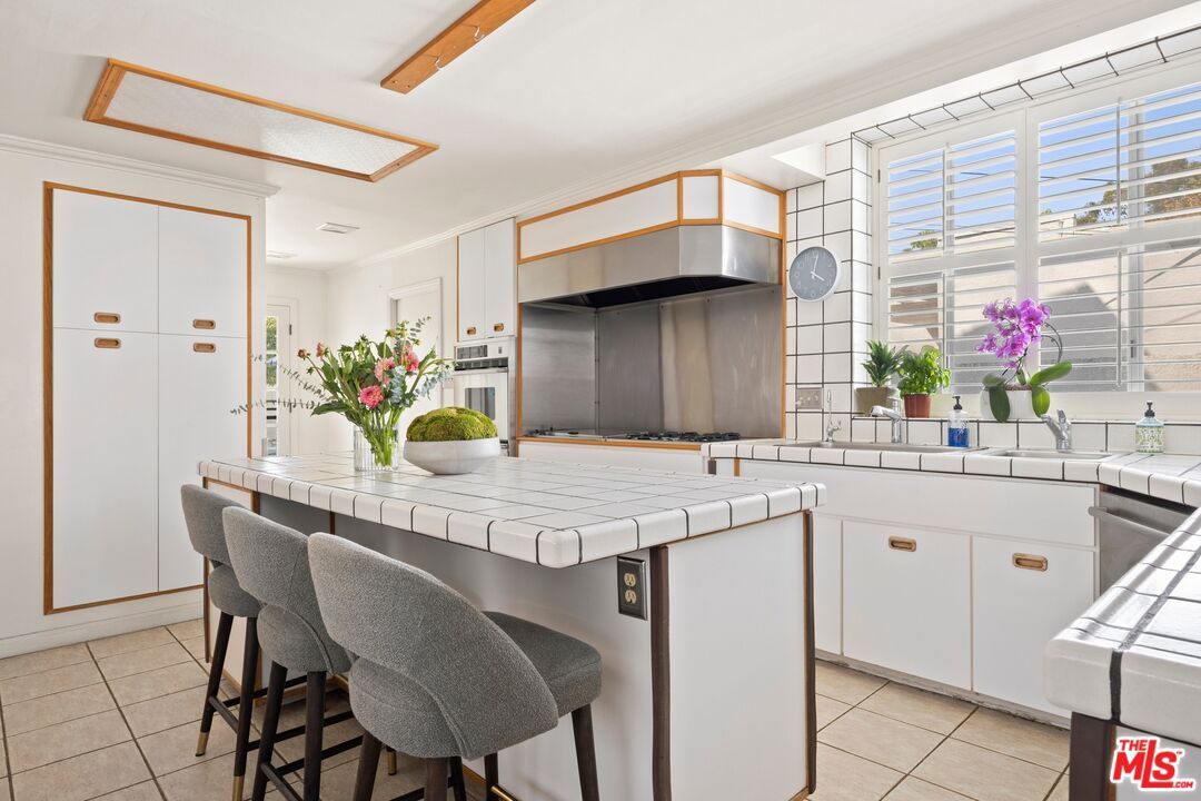 Interior, Kitchen, Tile Countertops, Wooden Beams