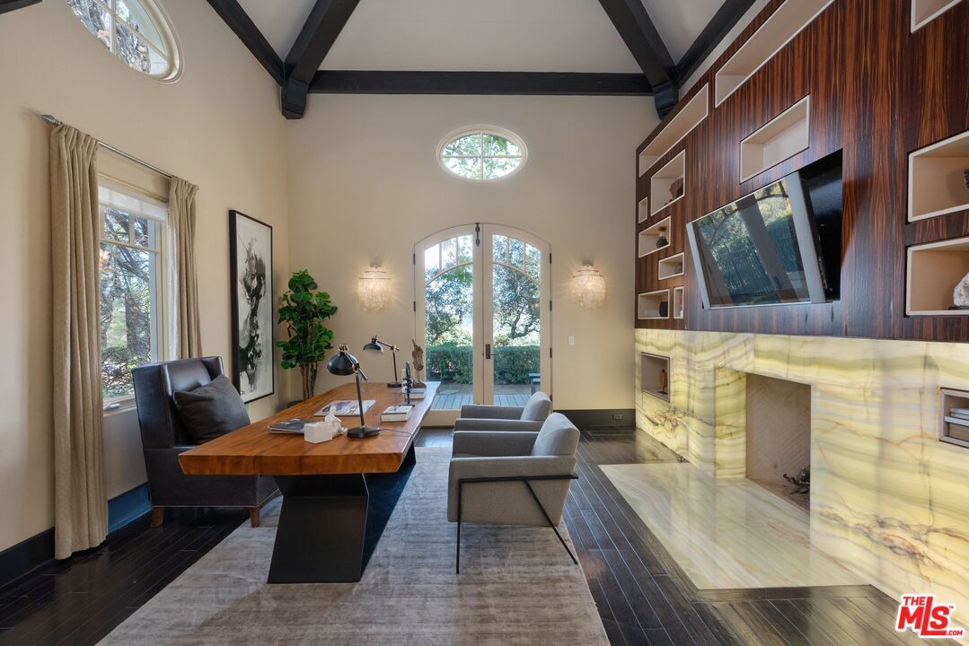 Fireplace, Home Office, Interior, Living room, Wooden Beams