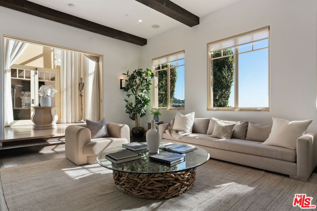 Interior, Living room, Recessed Lighting, Wooden Beams