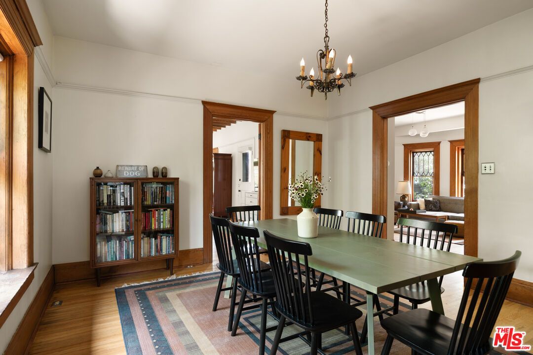 Chandelier, Dining room, Interior, Wood Texture Flooring