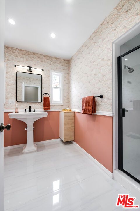 Bathroom, Glass Shower, Interior, Recessed Lighting