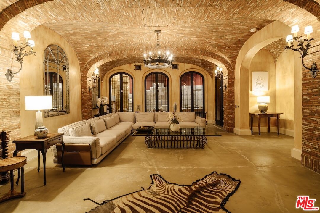 Chandelier, Interior, Living room, Stone Walls