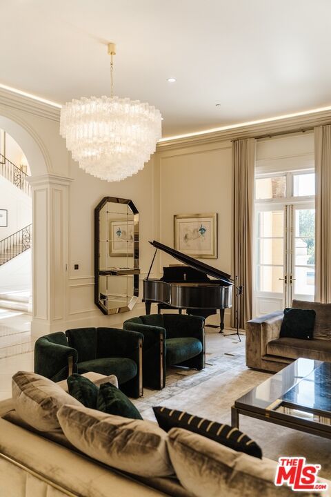 Chandelier, Interior, Living room, Piano, Recessed Lighting