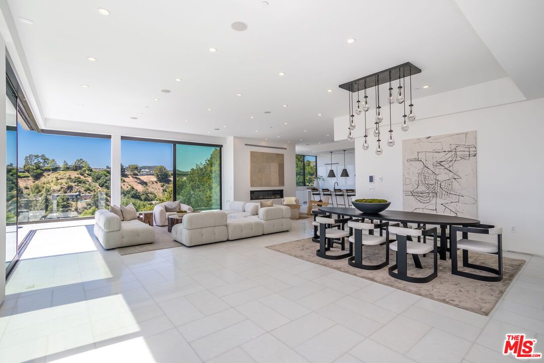 Dining room, Fireplace, Interior, Living room, Pendant Lights, Recessed Lighting