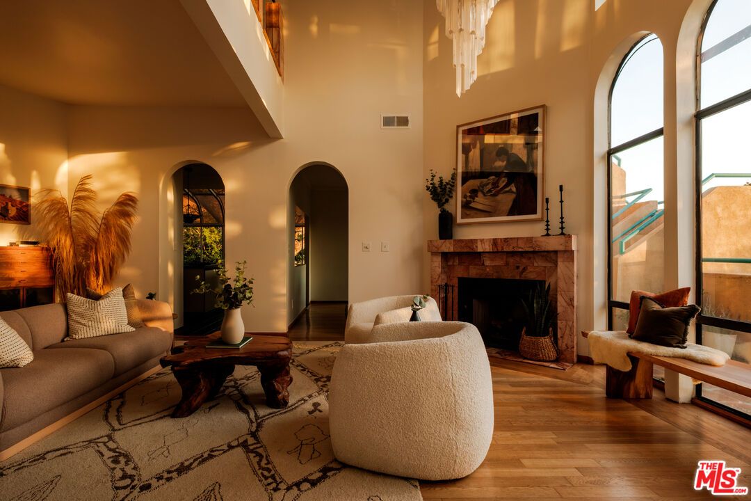 Chandelier, Fireplace, Interior, Living room, Wood Texture Flooring