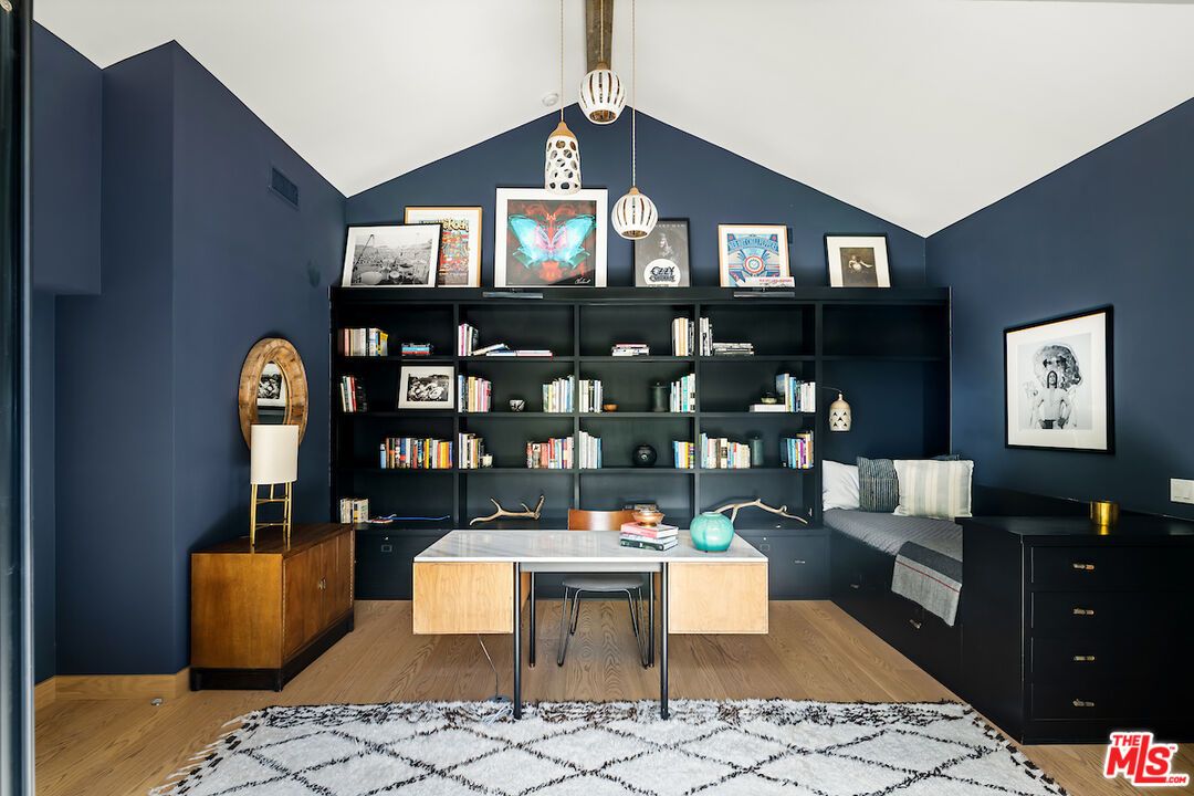Home Office, Interior, Pendant Lights, Wood Texture Flooring