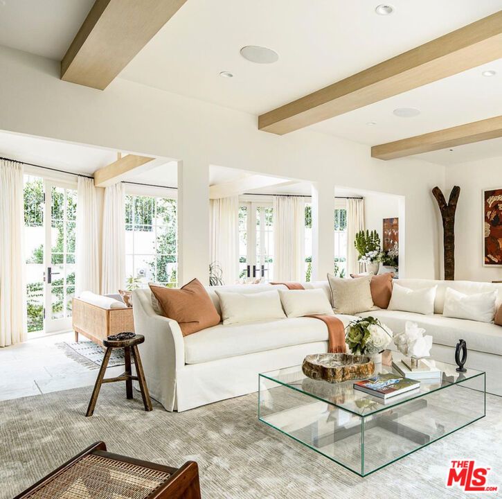 Interior, Living room, Recessed Lighting, Wooden Beams