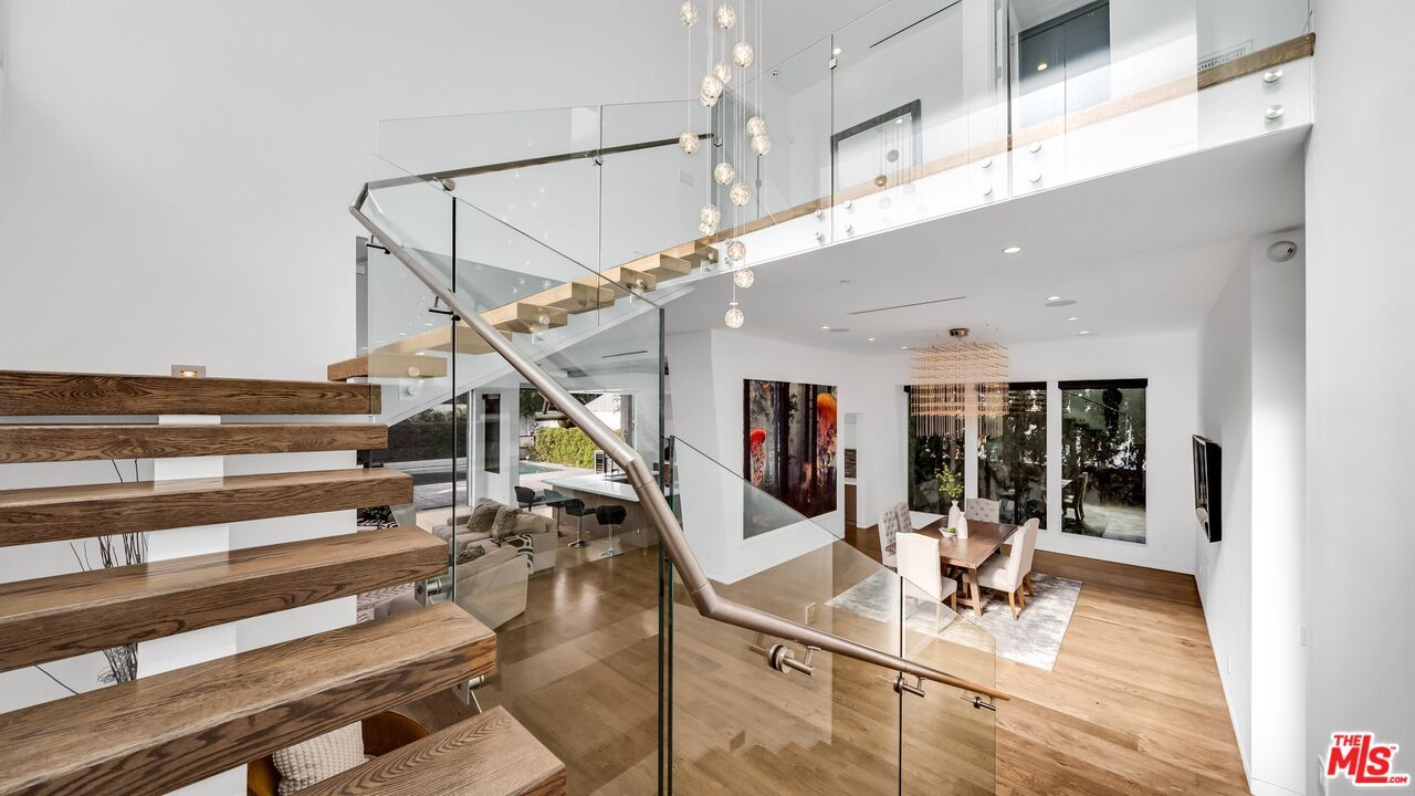 Dining room, Interior, Pendant Lights, Recessed Lighting, Wood Texture Flooring
