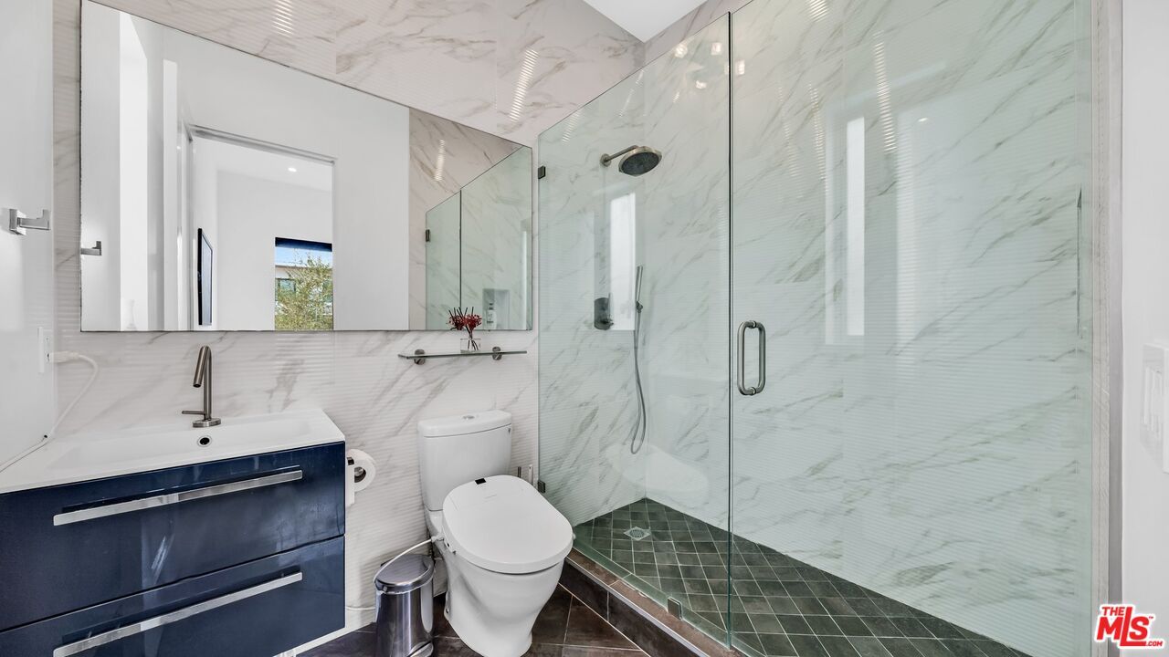 Bathroom, Glass Shower, Interior, Marble Walls, Recessed Lighting
