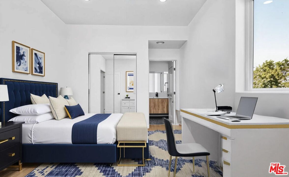 Bedroom, Home Office, Interior, Recessed Lighting, Wood Texture Flooring