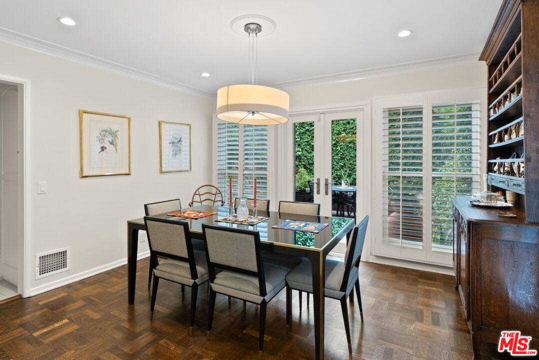 Dining room, Interior, Pendant Lights, Recessed Lighting, Wood Texture Flooring