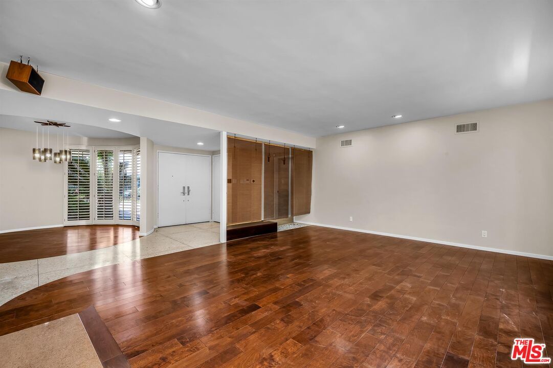 Empty room, Interior, Pendant Lights, Recessed Lighting, Wood Texture Flooring