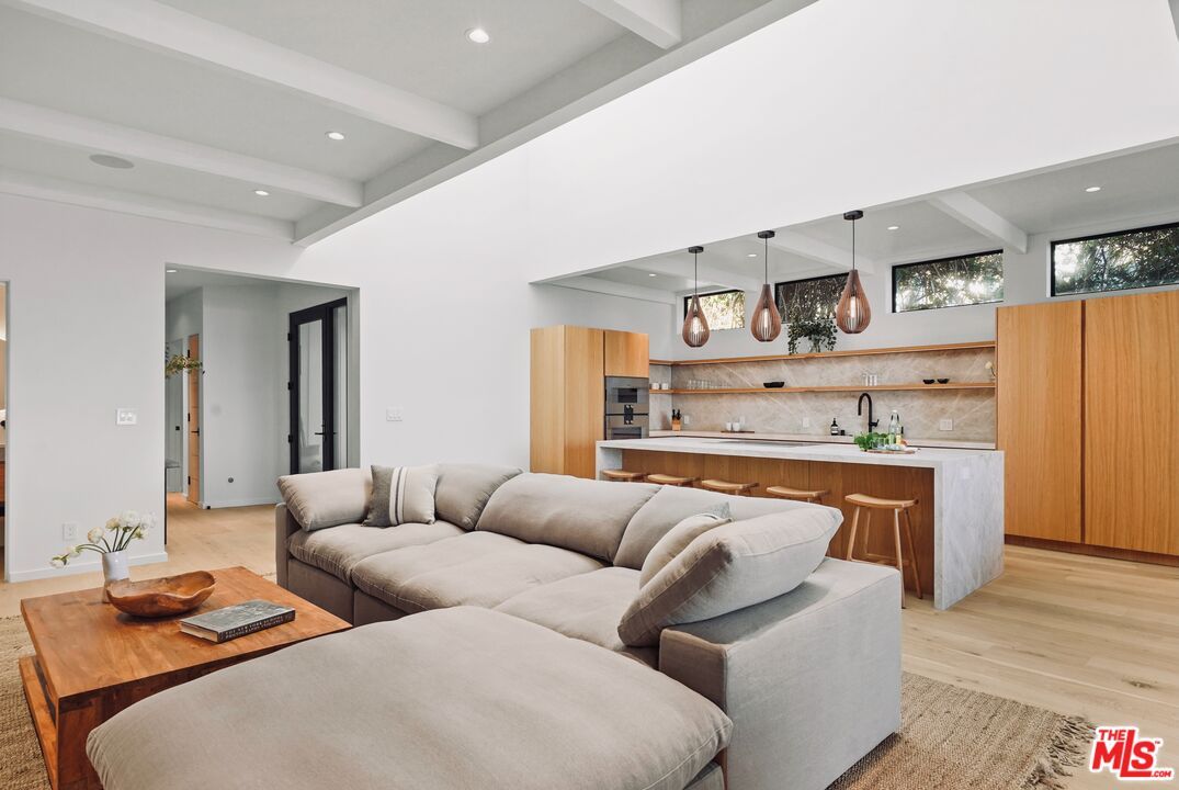 Interior, Kitchen, Living room, Pendant Lights, Recessed Lighting, Stainless Steel Appliances, Wood Texture Flooring