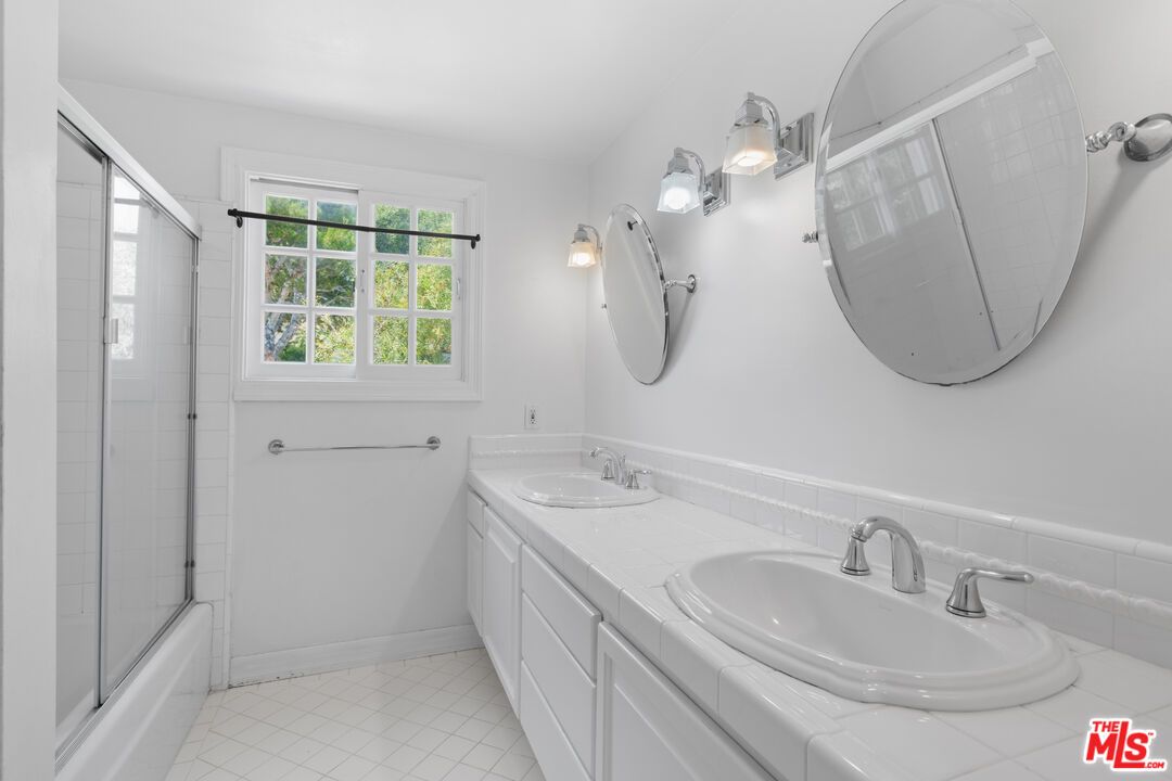 Bathroom, Dual Sink Vanities, Glass Shower, Interior, Tile Countertops
