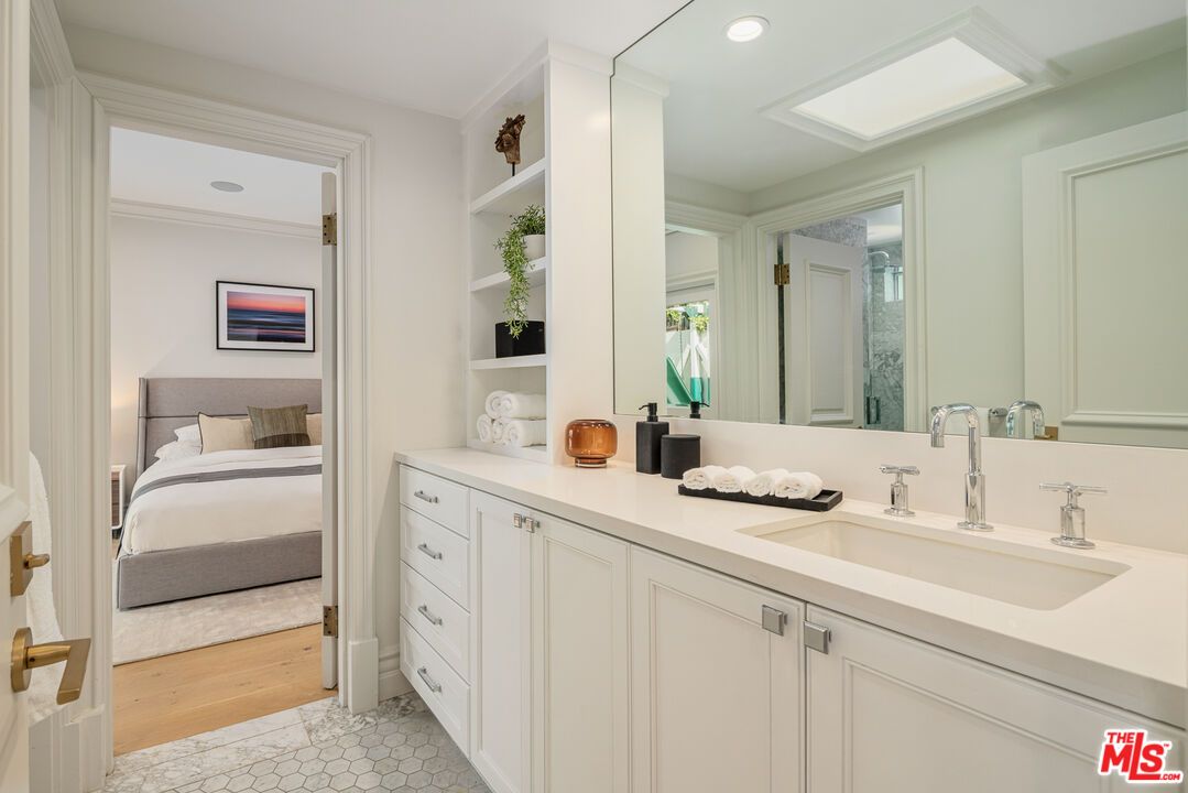 Bathroom, Bedroom, Dual Sink Vanities, Interior, Recessed Lighting, Wood Texture Flooring