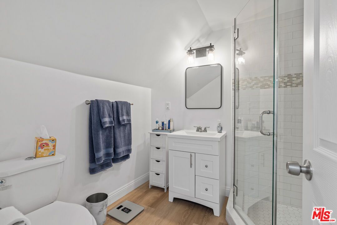 Bathroom, Glass Shower, Interior, Wood Texture Flooring