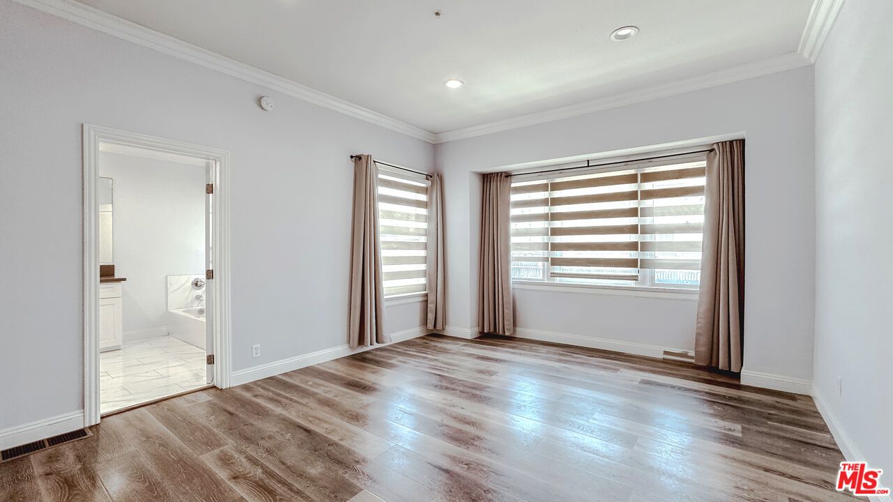 Bathroom, Empty room, Interior, Marble, Recessed Lighting, Wood Texture Flooring