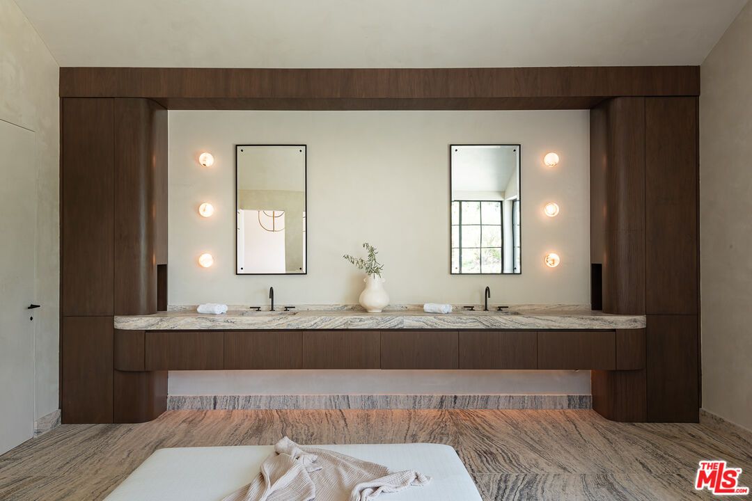 Bathroom, Dual Sink Vanities, Interior, Wood Texture Flooring
