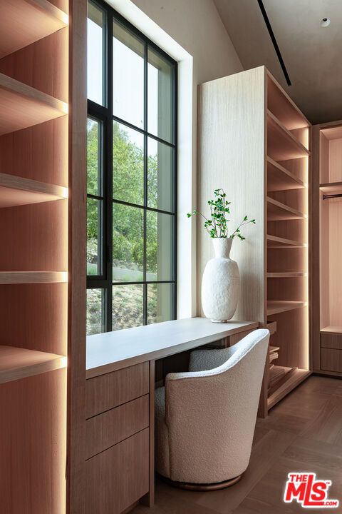 Home Office, Interior, Recessed Lighting, Wood Texture Flooring