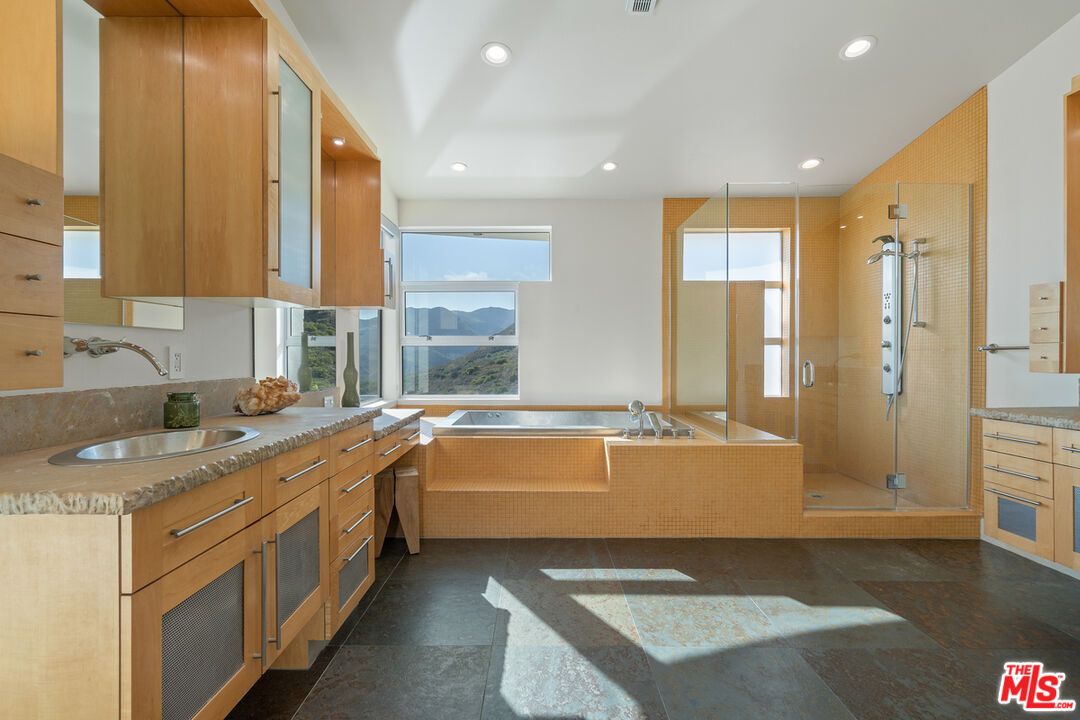 Bathroom, Dual Sink Vanities, Glass Shower, Interior, Recessed Lighting
