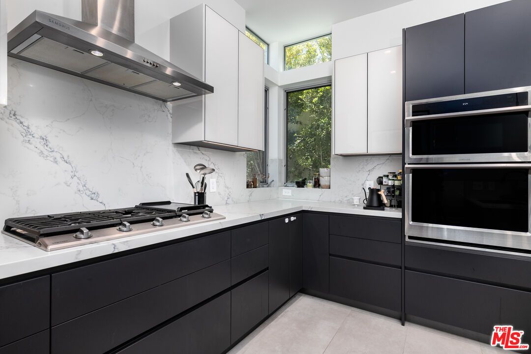 Interior, Kitchen, Marble Walls, Stainless Steel Appliances