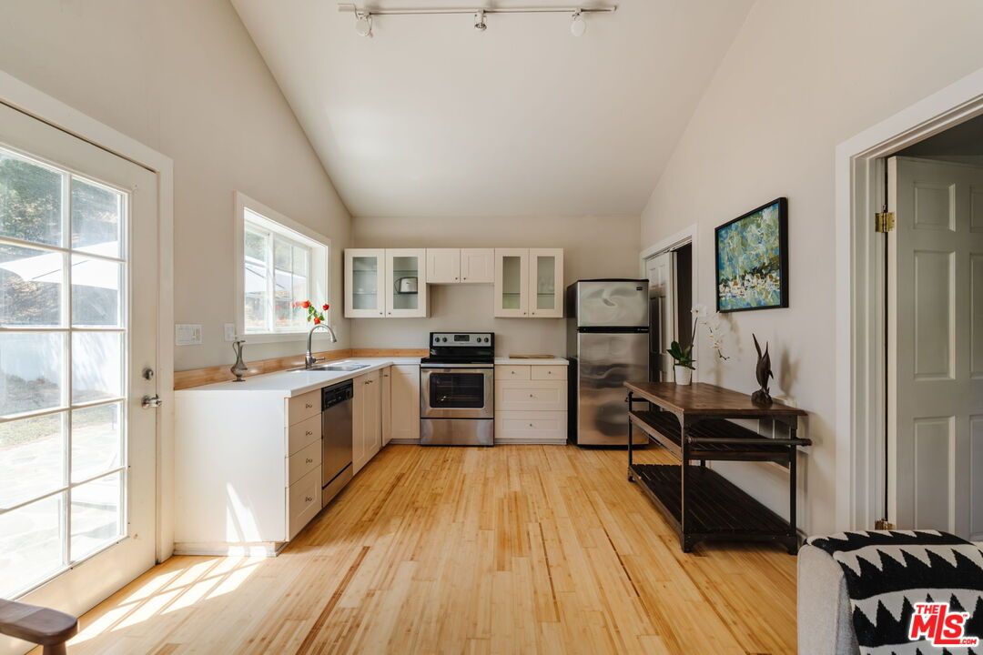 Interior, Kitchen, Stainless Steel Appliances, Wood Texture Flooring