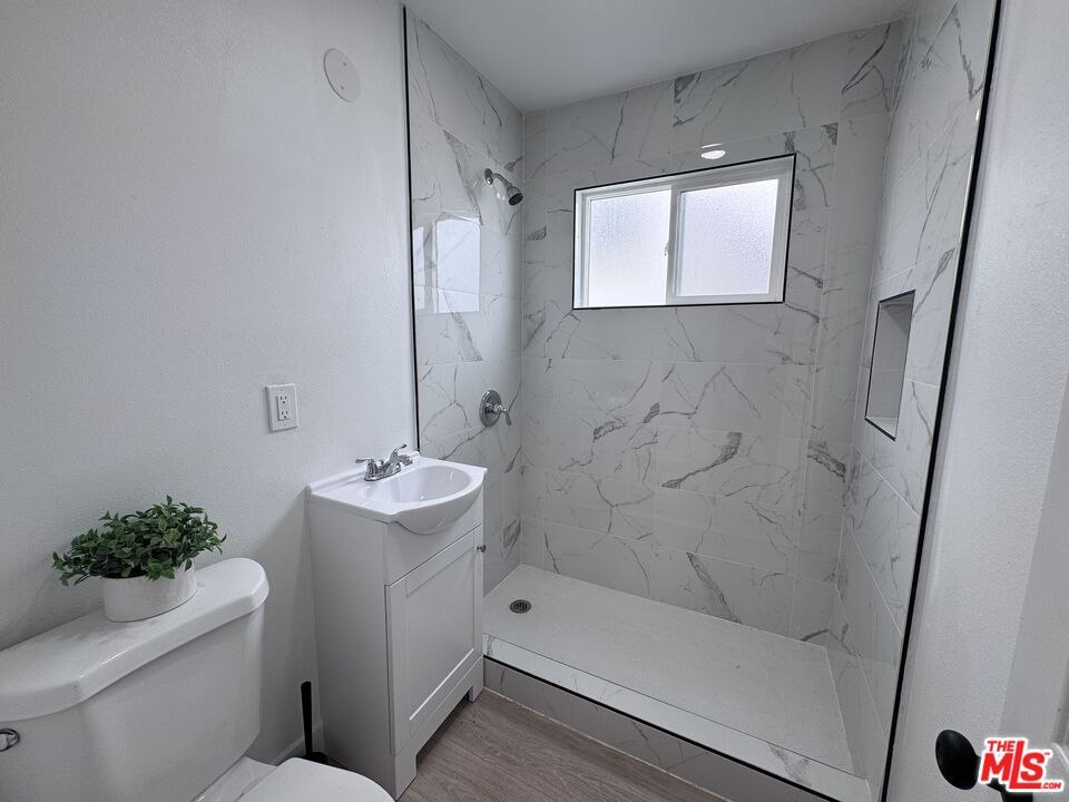 Bathroom, Interior, Marble Walls, Wood Texture Flooring
