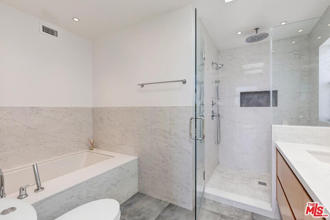Bathroom, Glass Shower, Interior, Marble Walls, Recessed Lighting