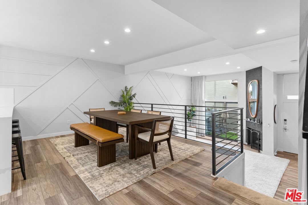 Dining room, Interior, Recessed Lighting, Wood Texture Flooring