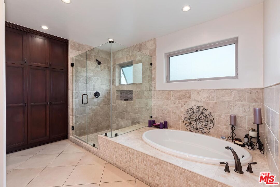 Bathroom, Glass Shower, Interior, Recessed Lighting, Stone Walls