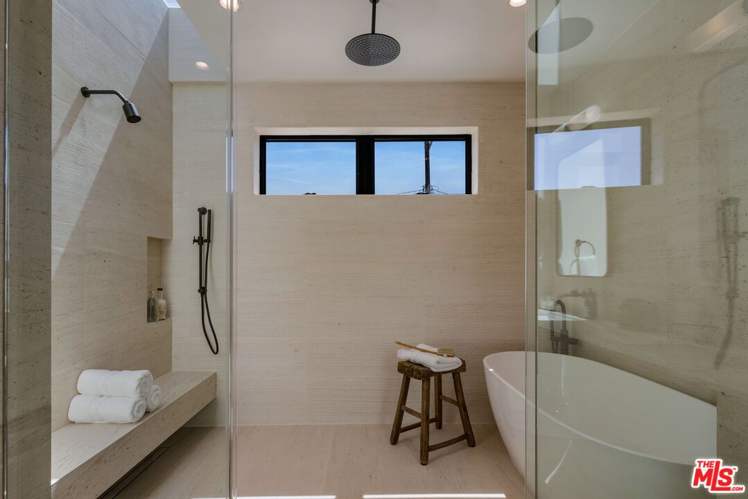 Bathroom, Free Standing Baths, Glass Shower, Interior, Recessed Lighting