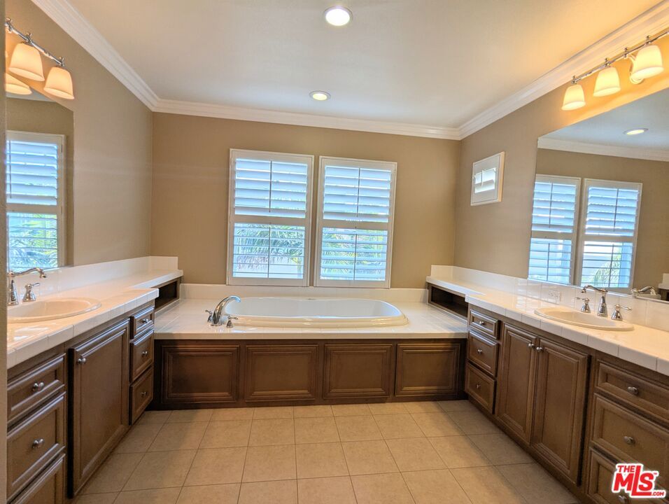 Bathroom, Dual Sink Vanities, Interior, Recessed Lighting, Tile Countertops