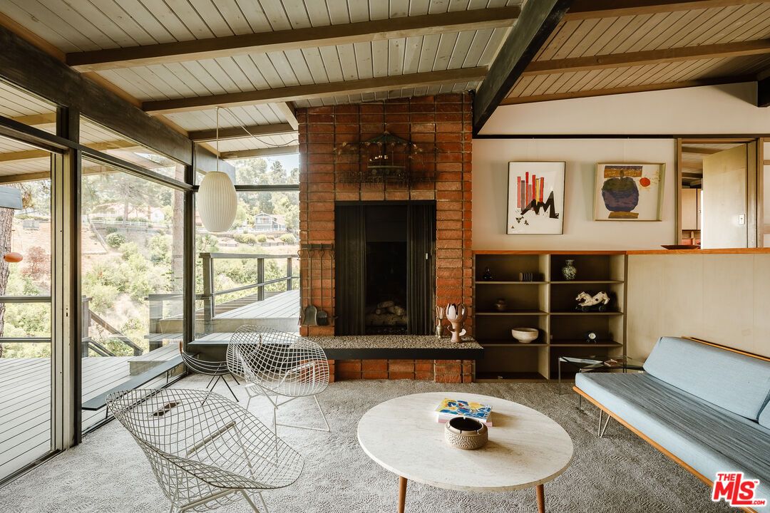 Fireplace, Interior, Stone Walls, Wooden Beams