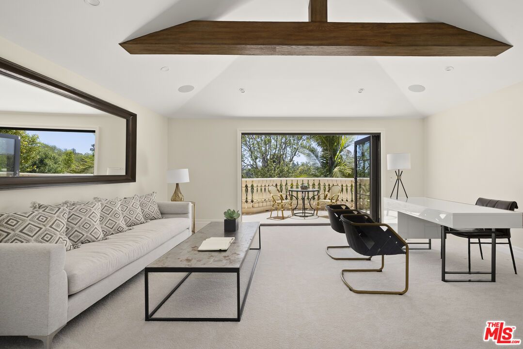 Home Office, Interior, Living room, Recessed Lighting, Wooden Beams