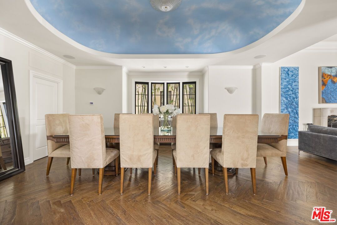 Dining room, Fireplace, Interior, Wood Texture Flooring