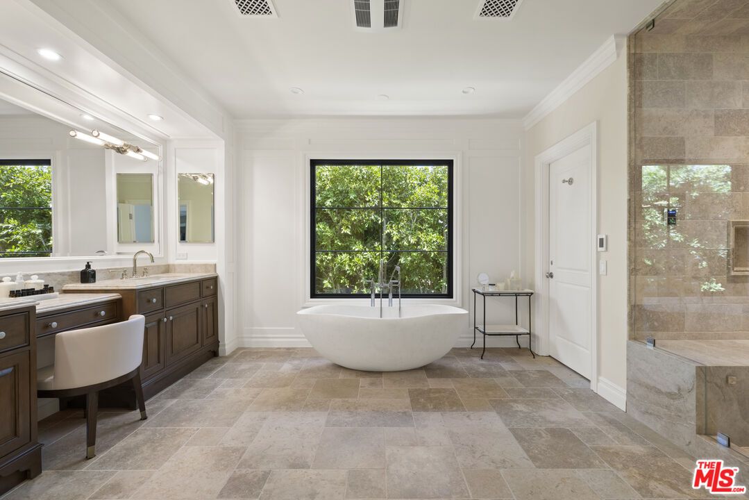 Bathroom, Free Standing Baths, Glass Shower, Interior, Recessed Lighting
