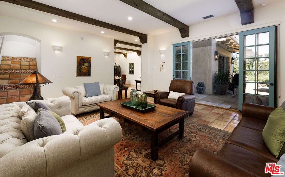 Interior, Living room, Recessed Lighting, Wooden Beams
