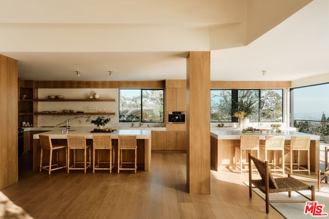 Interior, Kitchen, Marble Walls, Water, Wood Texture Flooring
