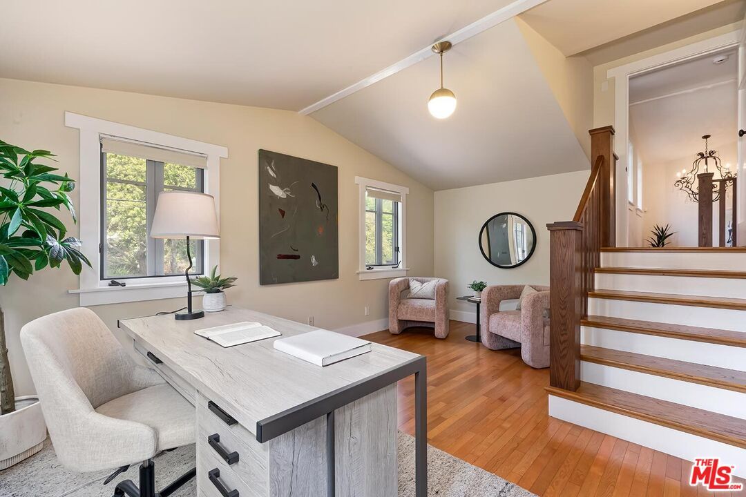 Home Office, Interior, Pendant Lights, Wood Texture Flooring