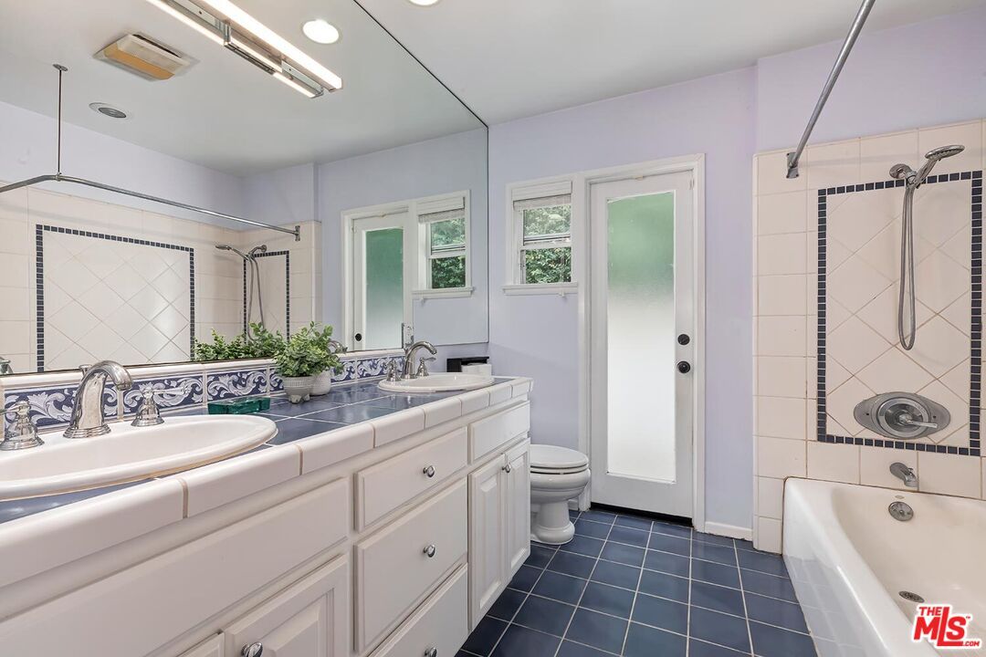 Bathroom, Dual Sink Vanities, Interior, Recessed Lighting, Tile Countertops
