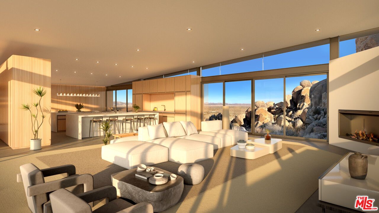 Fireplace, Interior, Kitchen, Living room, Recessed Lighting
