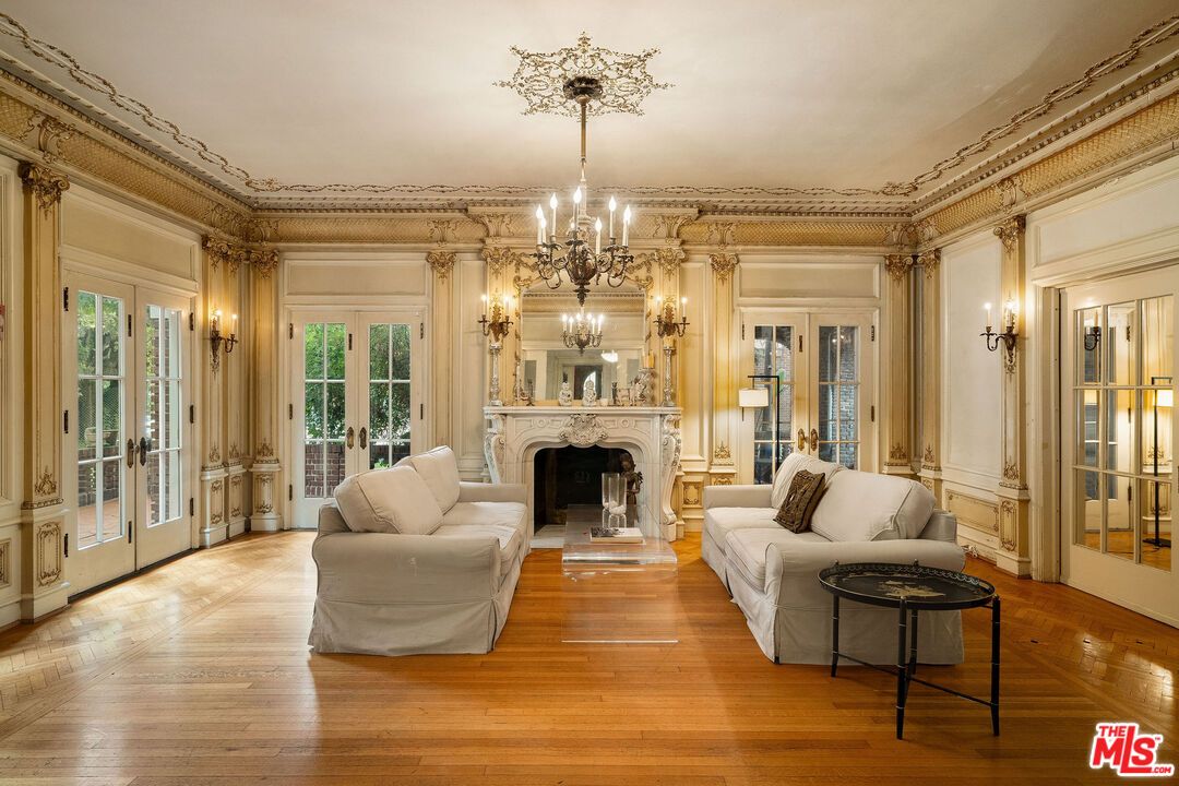 Chandelier, Fireplace, Interior, Living room, Wood Texture Flooring