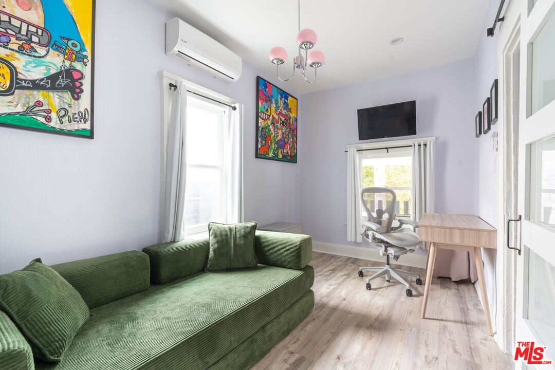 Chandelier, Home Office, Interior, Wood Texture Flooring