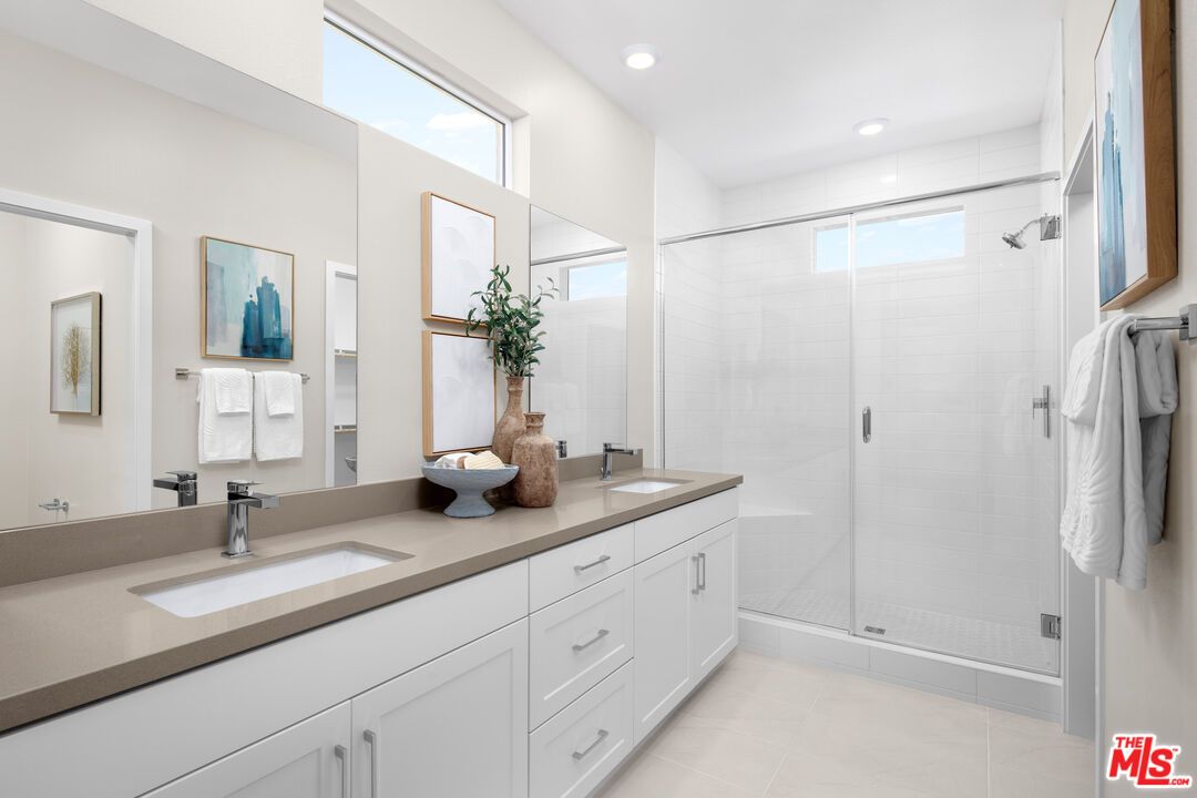 Bathroom, Dual Sink Vanities, Glass Shower, Interior, Recessed Lighting