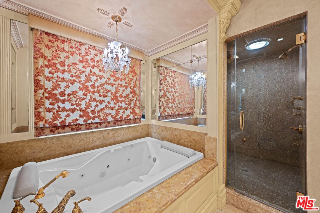 Bathroom, Chandelier, Glass Shower, Interior